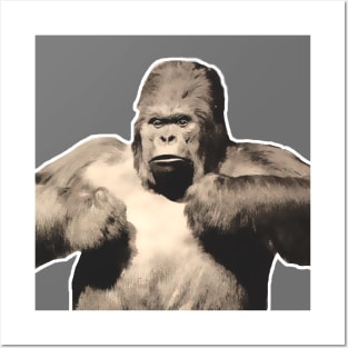 giant gorilla beats its chest Posters and Art